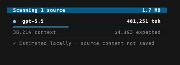 TokenEyes compact terminal dashboard in a narrow terminal